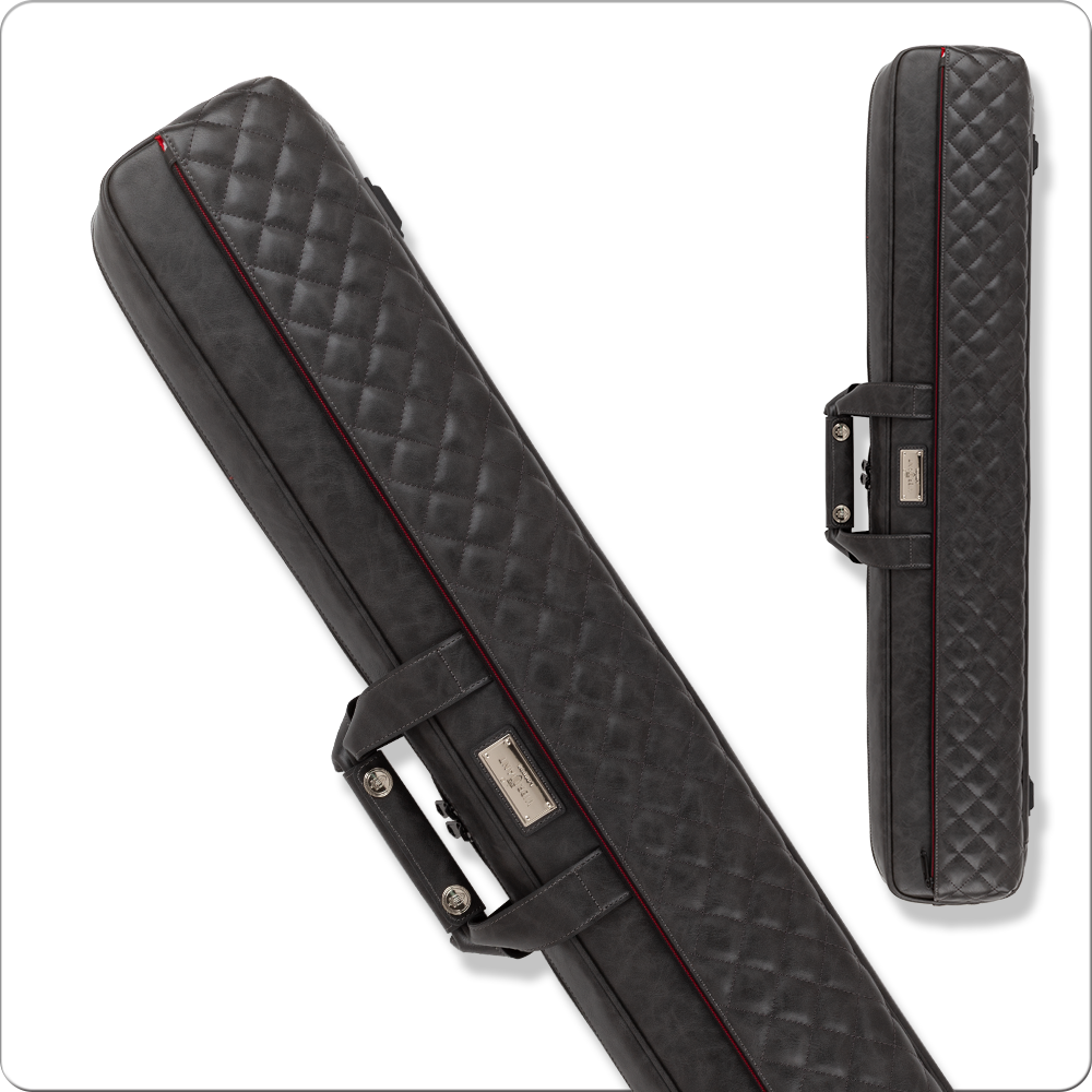 Lizard Vibrant Series LXVCOCO 3×4 Soft Pool Cue Case – Grey Vinyl with Red Interior