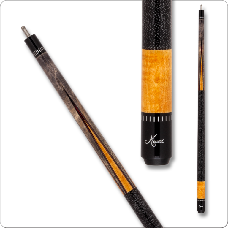 Meucci MESW01 Red Swooped Points with Orange Maple Butt Pool Cue, Irish Linen Wrap, 5/16×18 Joint