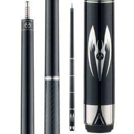 Poison Maelith Pool Cue with Carbon Fiber Shaft - Black/Black (Steel Rings)