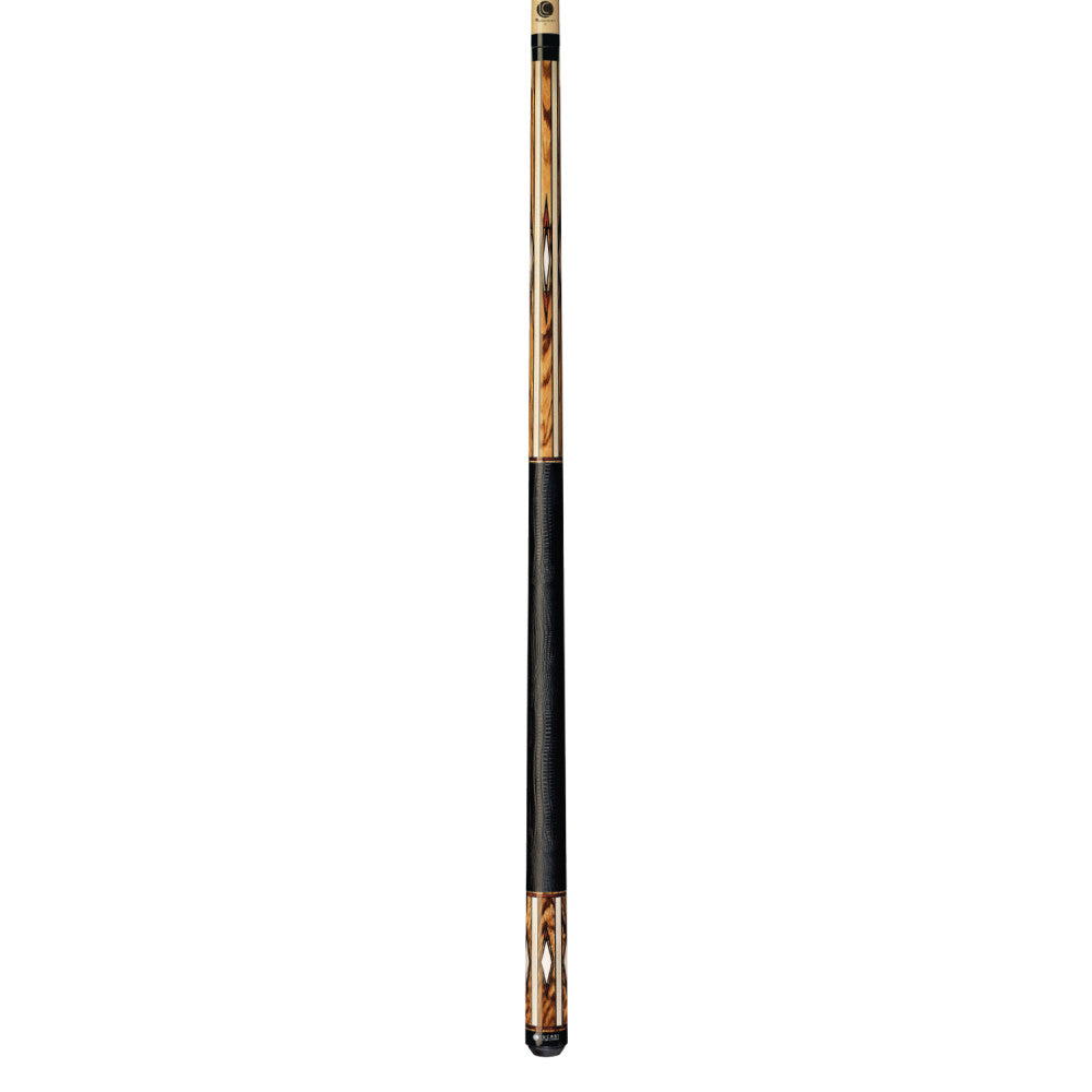 Lucasi Custom Maple/Zebrawood & Imitation Bone/Cocobolo Cue with Embossed Leather Wrap - Image 2