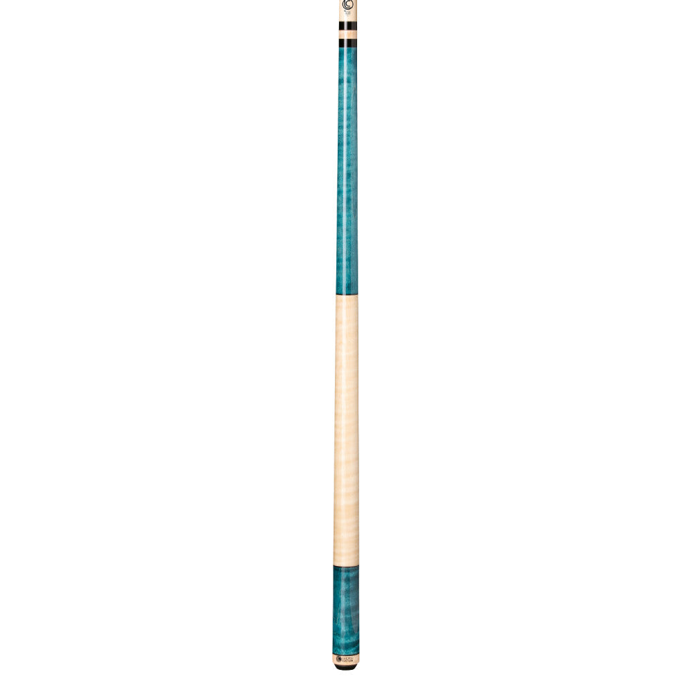 Lucasi Custom Teal Stained & Natural Birdseye Wrapless Cue - Image 2