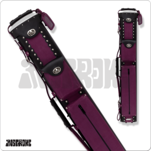 InStroke ISCL24 leather 2x4 hard pool cue case in black and purple